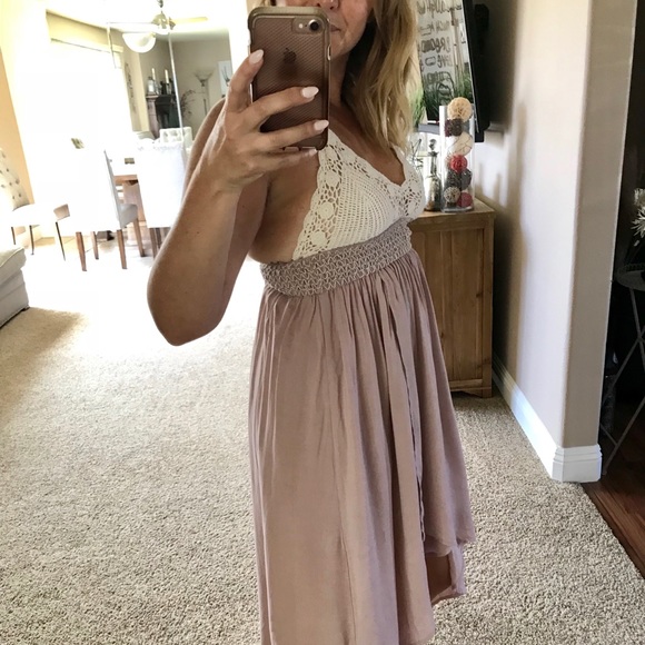 Dresses & Skirts - B1G1 LUNIK Boho Crochet Hi Low Dress. Halter neck